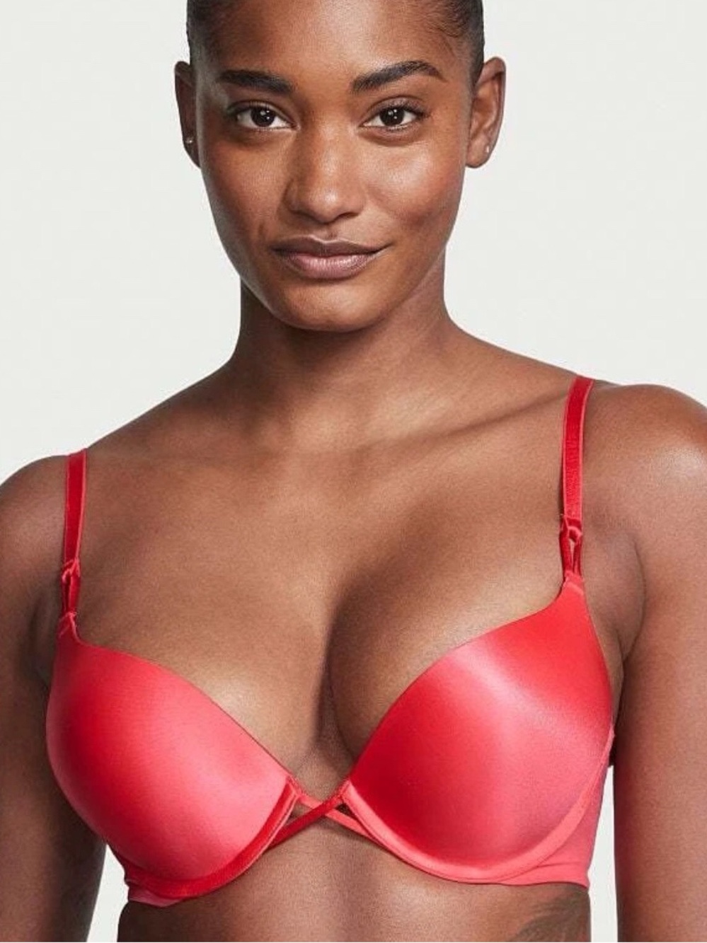 VINT Victoria’s Secret Bombshell Add-2 Cups Push-Up Bra Strawberry Red 32C $54